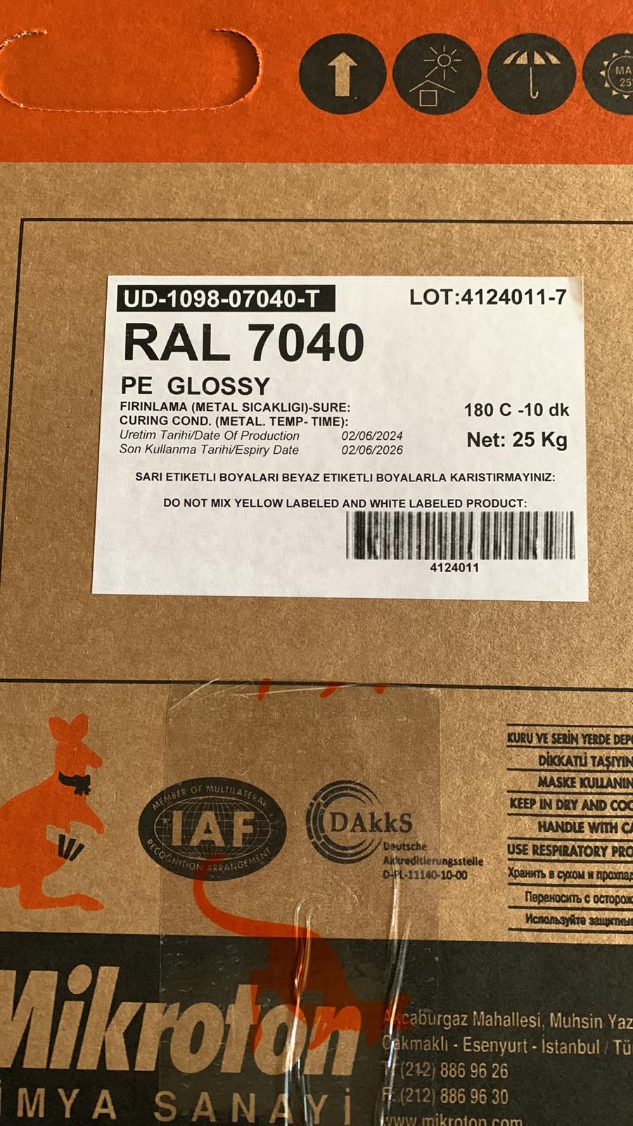 Порошкова поліефірна фарба Mikroton UD-1098-07040-T RAL 7040 сірий глянець 25 кг.